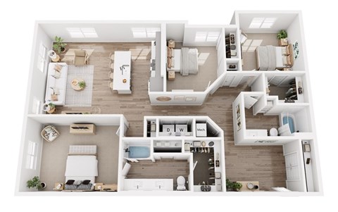 Floor plan for 3 beds, 2 baths, 1641 sqft